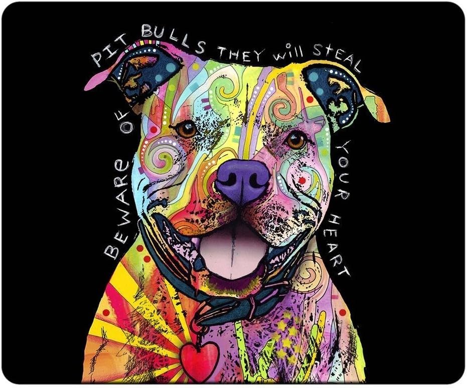 CUSTSIGNER® Premium Office&Gaming Mouse Pad Design - Beware of the Pit Bulls Mouse Pad 12x11x0.15 Inches (Natural Eco Rubber)