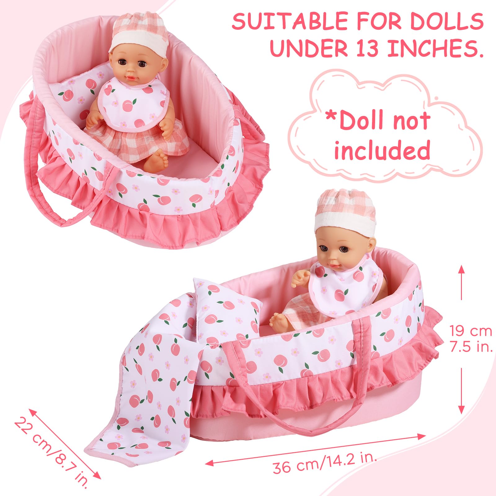 GAGAKU - Baby Crib Carrier, 12" Doll Accessories Set, 12" Doll Carrier Accessories, Including Magic Bottle, Bib, Pacifier, Diaper - Image 2