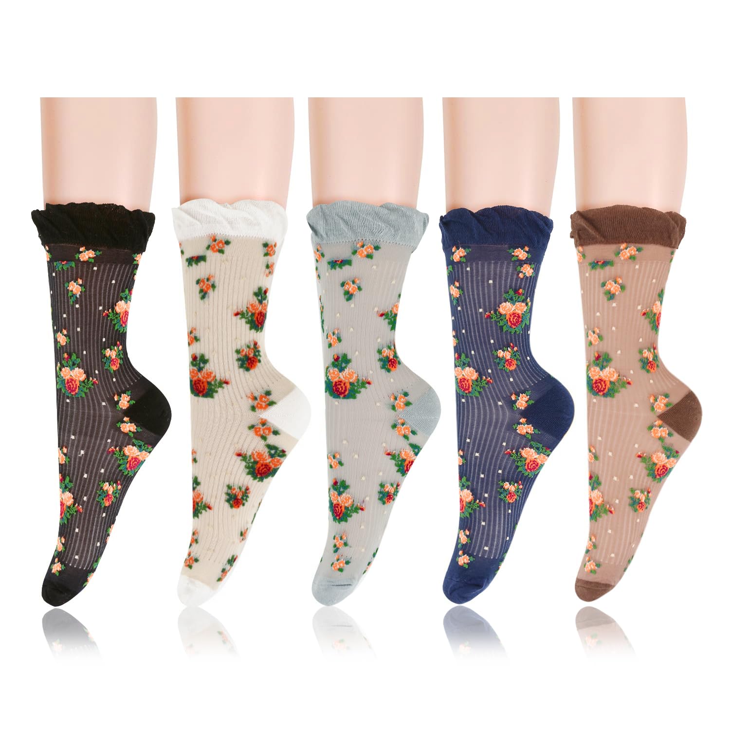 Benefeet SoxWomens Ruffle Socks Cute Fancy Crew Socks Frilly Dress Socks Girls Lettuce Trim Turn-Cuff High Ankle Socks