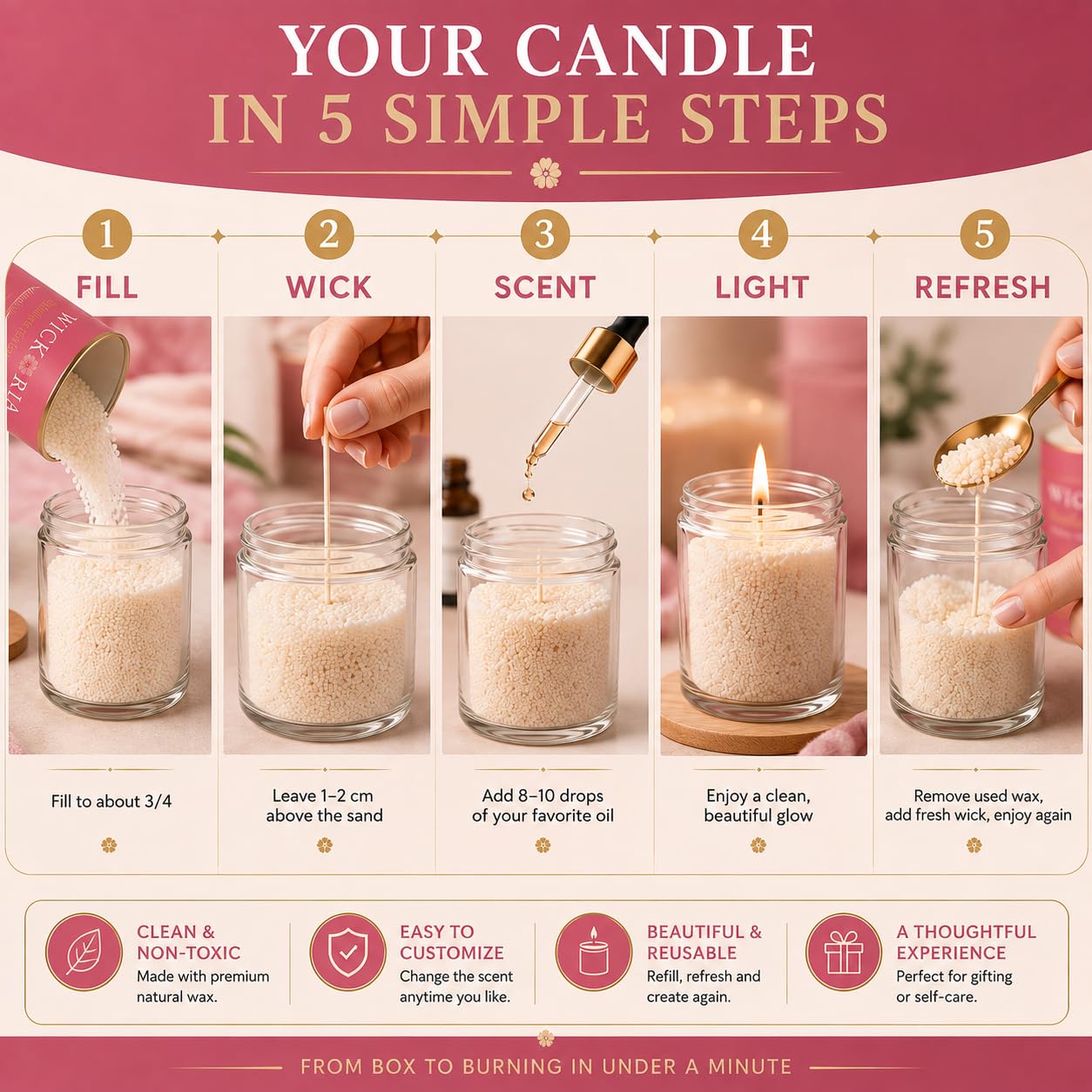 Kit di sabbia per candele perlate, 510,3 g, sabbia per candele con