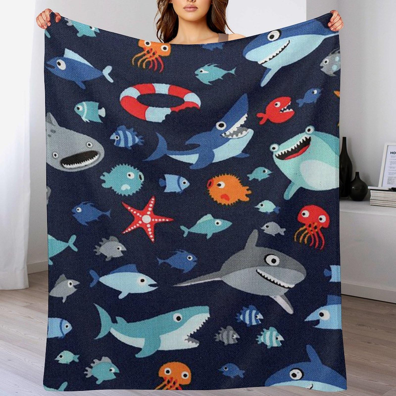 H&O サメ ニューマイヤー毛布　140×200 7d3f9fbcadfd21bb2d3c1ccfd4ee1f