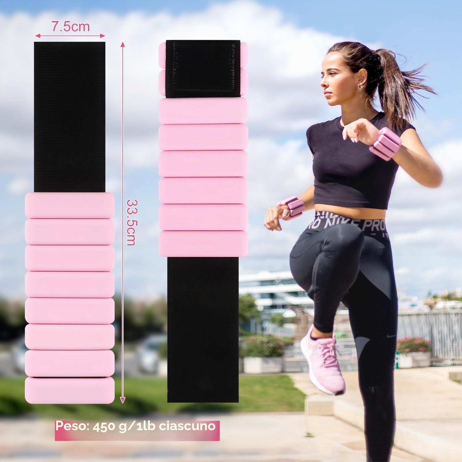 2 Pezzi Pesi per Caviglie, Cavigliere Pesi/0,45 kg ciascuno, Cavigliera, Ankle Weights per Camminata,Yoga, Corsa, Formas Fisica, Pilates, Aerobica