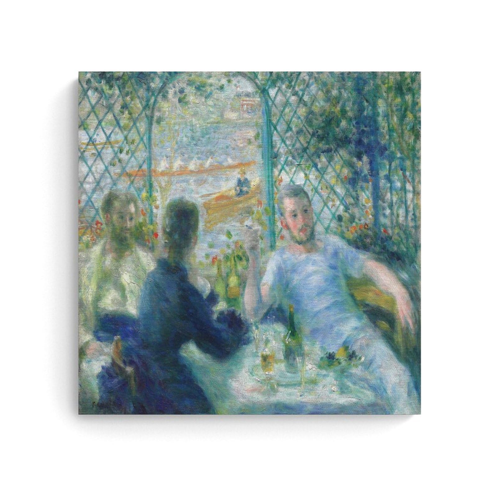 NgAnoh Lunch at The Restaurant Fournaise by Pierre Auguste Renoir Canvas Printed Poster Wall Art Scroll Canvas Painting Picture Living Room Decor Home 20x20inch(50x50cm)