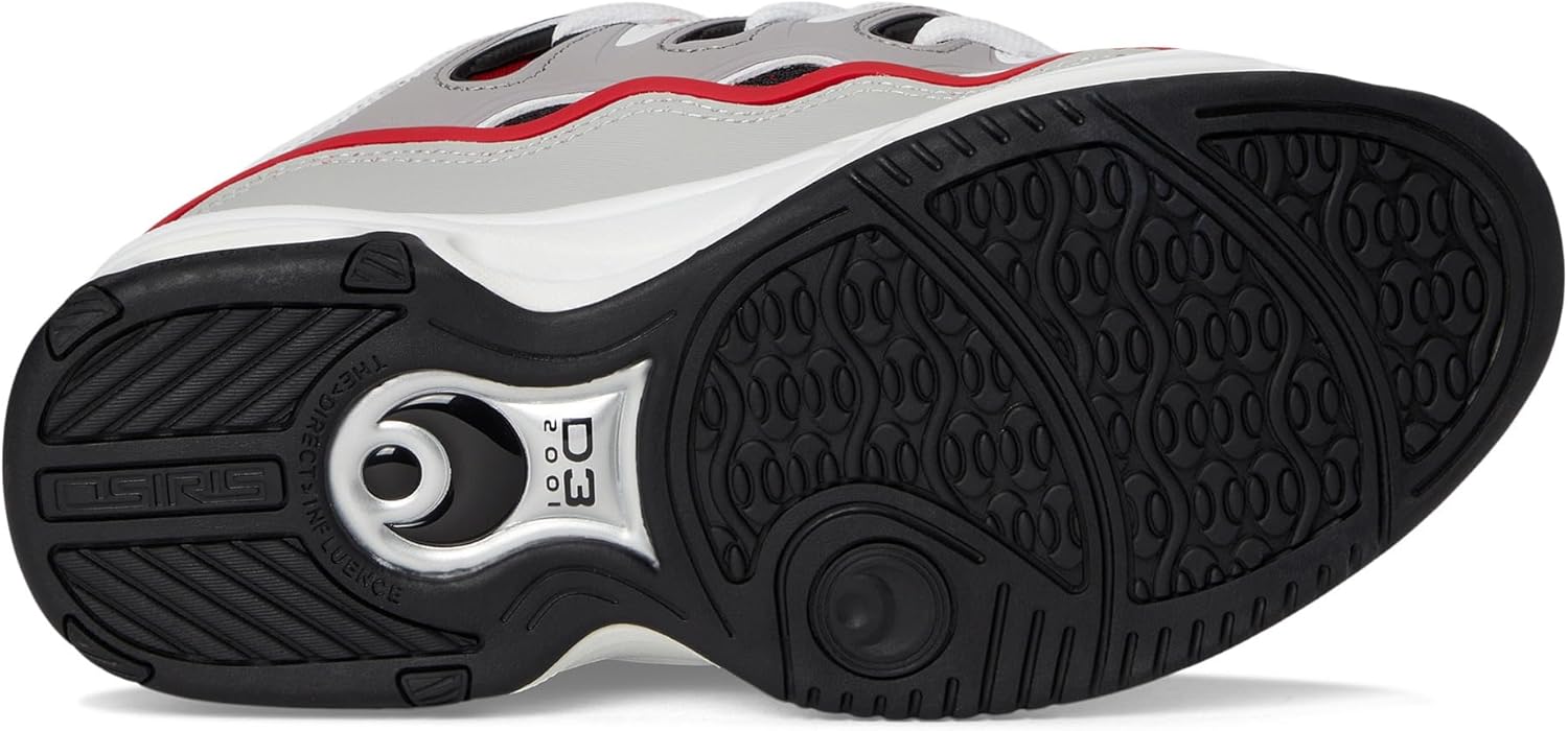 Osiris Men's D3 2001 Skate Shoe, Red/White/Grey, 8