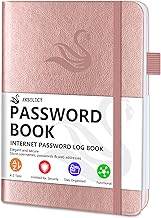 Elegant Password Book with Alphabetical Tabs - Hardcover Password Book for Internet Website Address Login - 5.2" x 7.6" Password Keeper and Organizer w/Notes Section & Back Pocket (Rose Gold)