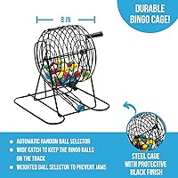 Vista 4 de Juego de Bingo Deluxe Regal para Adultos y Niños - Incluye Jaula de Rueda de 8 Pulgadas, 75 Bolas, Tablero Principal, 50 Tarjetas y Fichas Coloridas