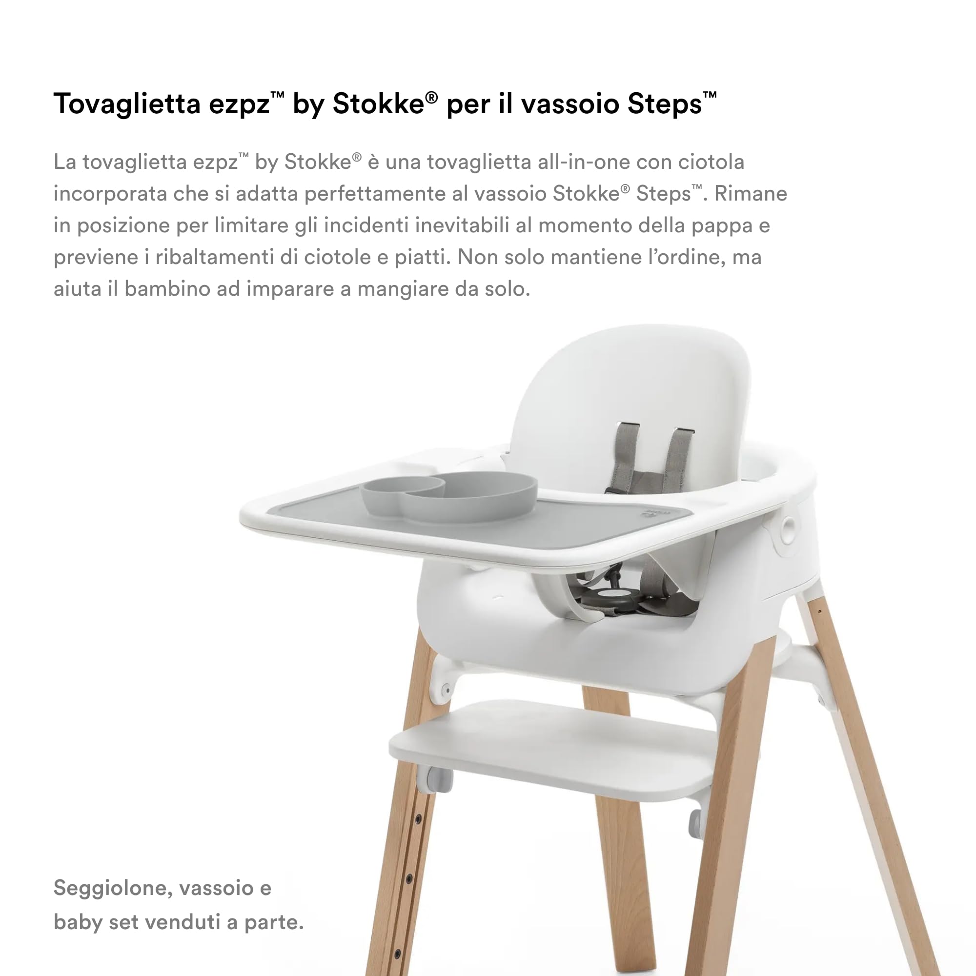 Stokke ezpz Tovaglietta per Vassoio Steps, Grigio - Si Adatta Perfettamente al Vassoio del Seggiolone Steps - Lavabile in lavastoviglie e Adatta al microonde - 100% Silicone