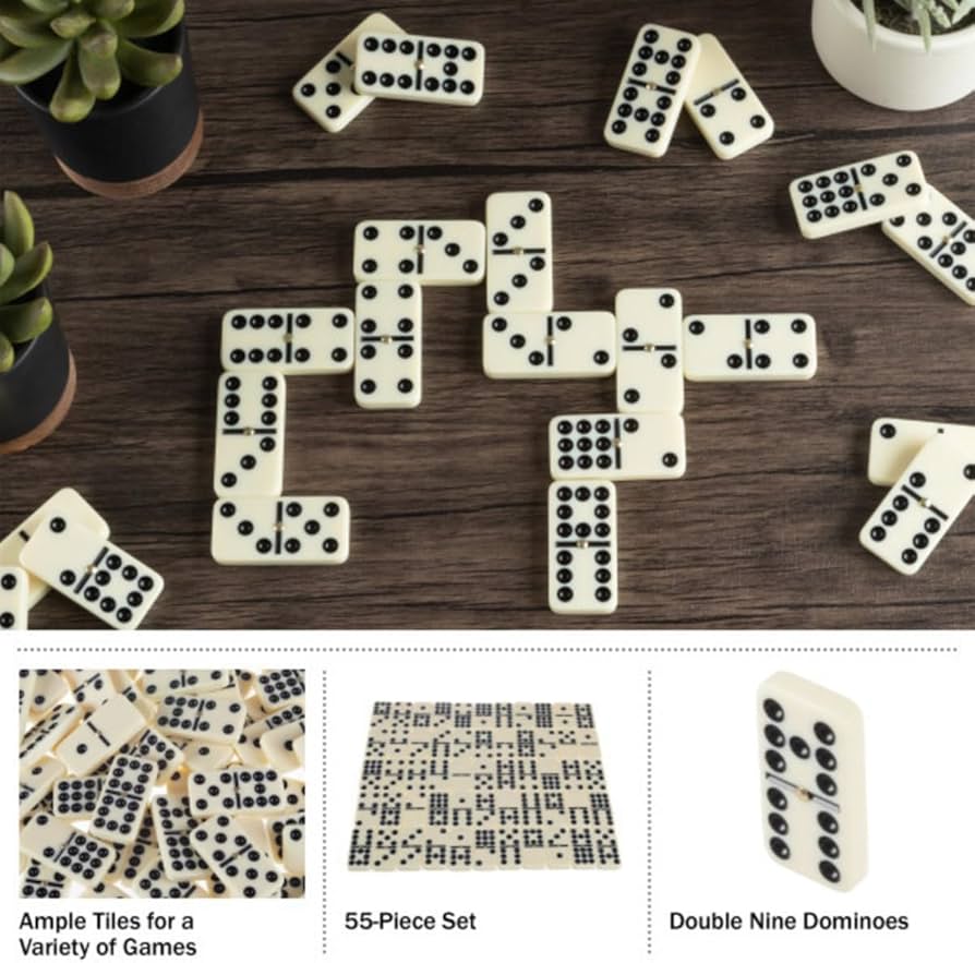 Amazon.com: Domino Set with Wood Case - 55 Premium Double Nine