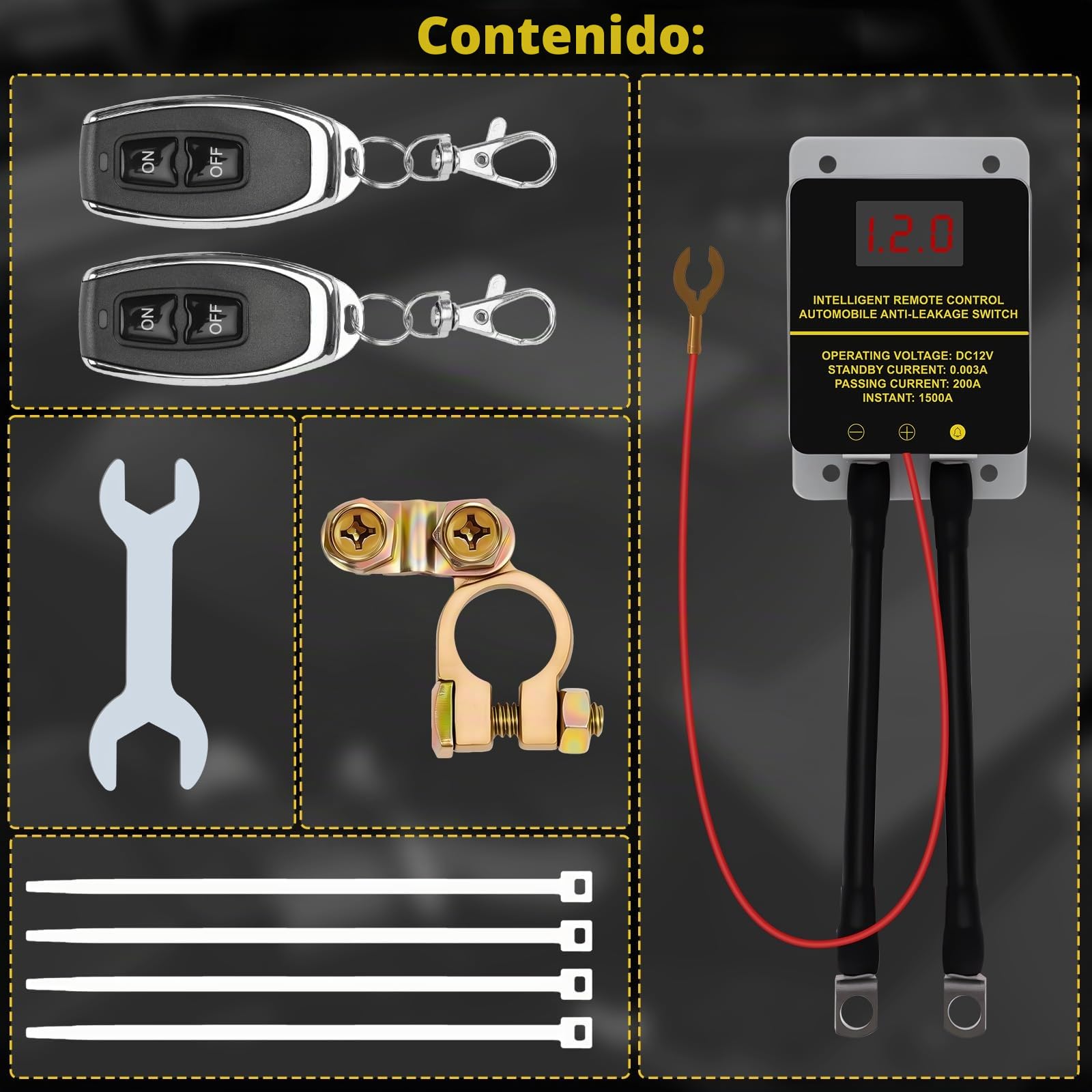 12V 200A Batterietrennschalter Autobatterieschalter, Batterie Trennschalter mit LED-Spannungsanzeige, Fernbatterie Trennschalter Funkschalter Set mit Fernbedienung für Auto RV, ATV, Boot, LKW