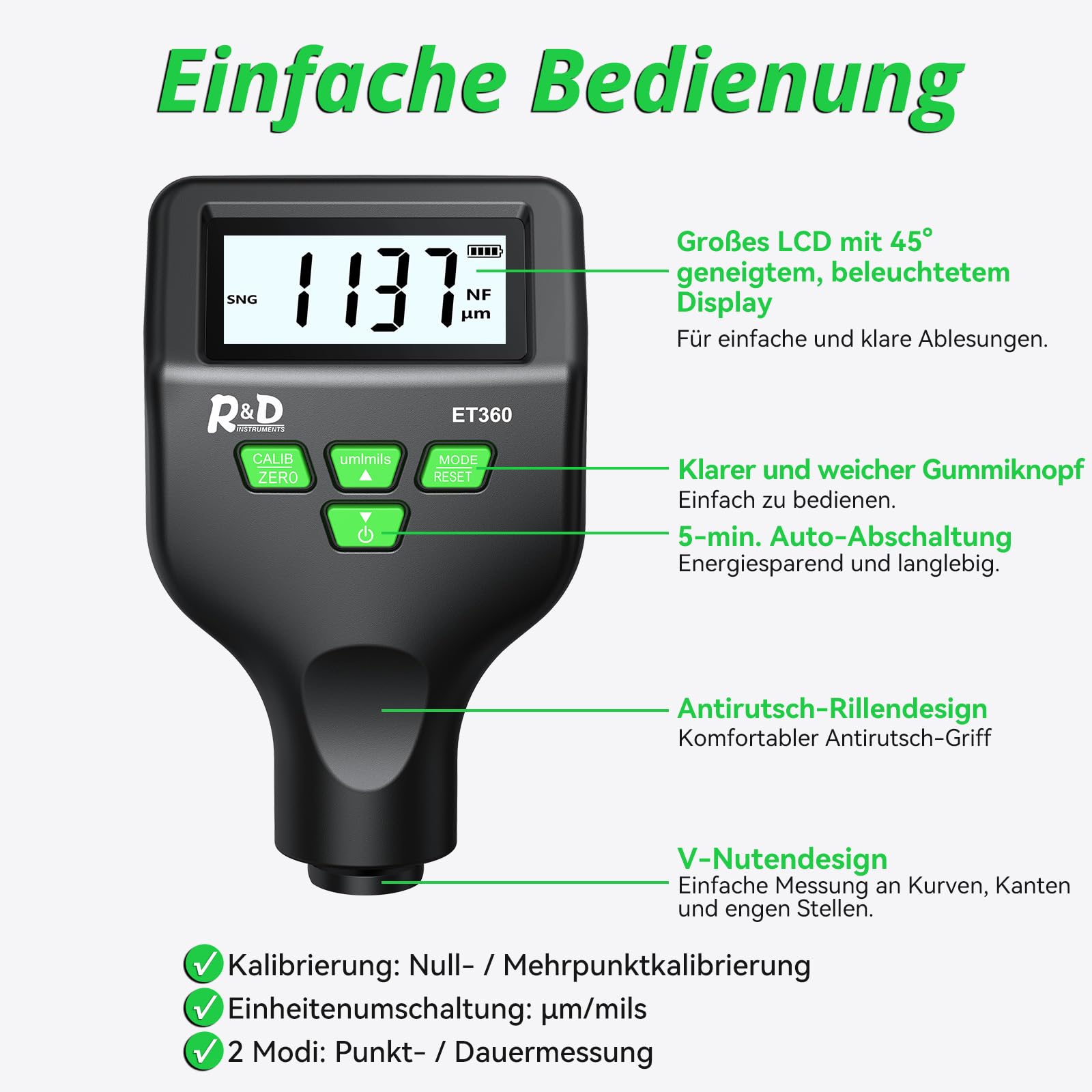 RDINSCOS Lackmessgerät Auto Schichtdickenmessgerät Autolack