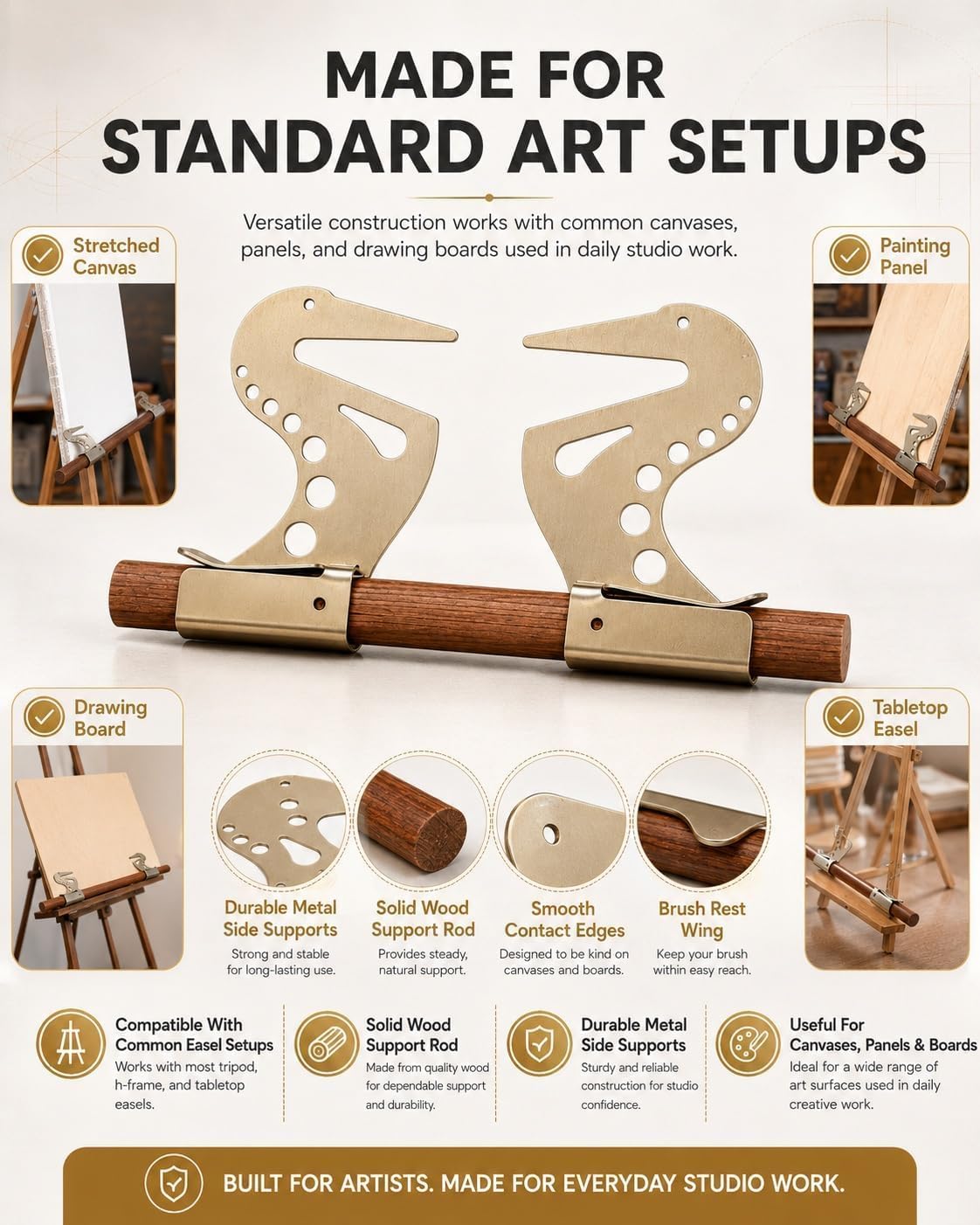 Artist Hand Support Bridge, Support Mahlstick, Adjustable Hand Rest for Painting Drawing Detail Work, Creative Artist Bridge Art Drawing Tool, Ergonomic Canvas Hand Holder, 2PC