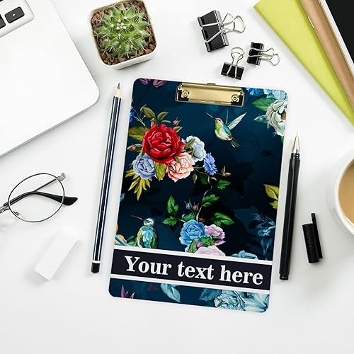 Miniatura 6 de Hummingbirds Spring - Portapapeles de plástico personalizado tamaño carta estándar con clip de metal de perfil bajo para colgar, tablero de clip