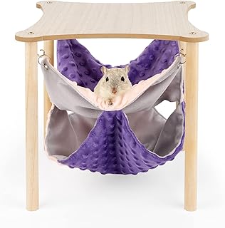 Guinea Pig Hideout Small Pet Hammock with Stand Warm Hanging Bunk Bed for Rabbit Hamster Chinchilla Ferret Guinea Pig Gerbil Hideout Hammock