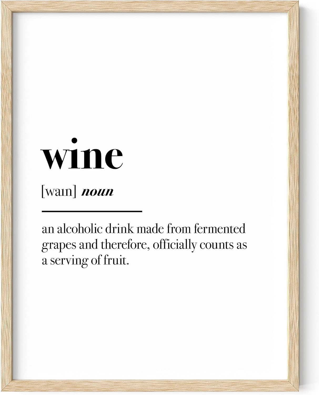 HAUS AND HUES Wine Prints Wall Art – Wine-Inspired Quote Print, Bar Room Poster, Humorous Kitchen Artwork (12x16, Beige Frame)