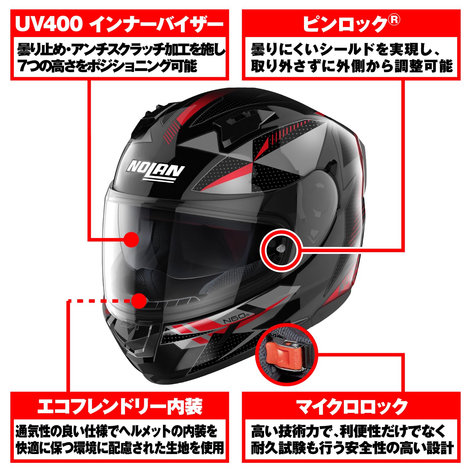 Amazon | NOLAN(ノーラン) バイク ヘルメット フルフェイス N60-6