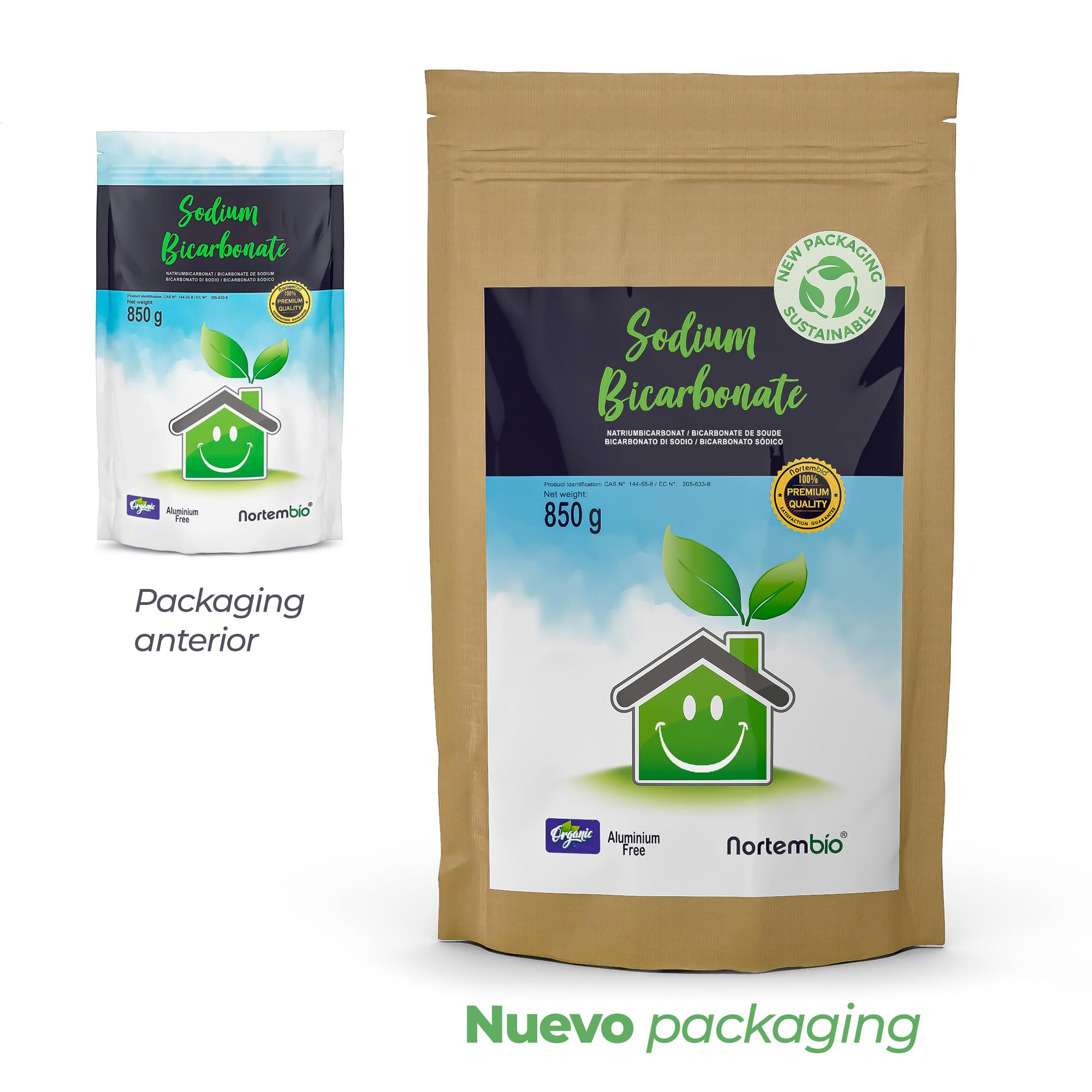 Nortembio Bicarbonato de Sodio Sin Aluminio 850 g Natural Limpieza Multiusos