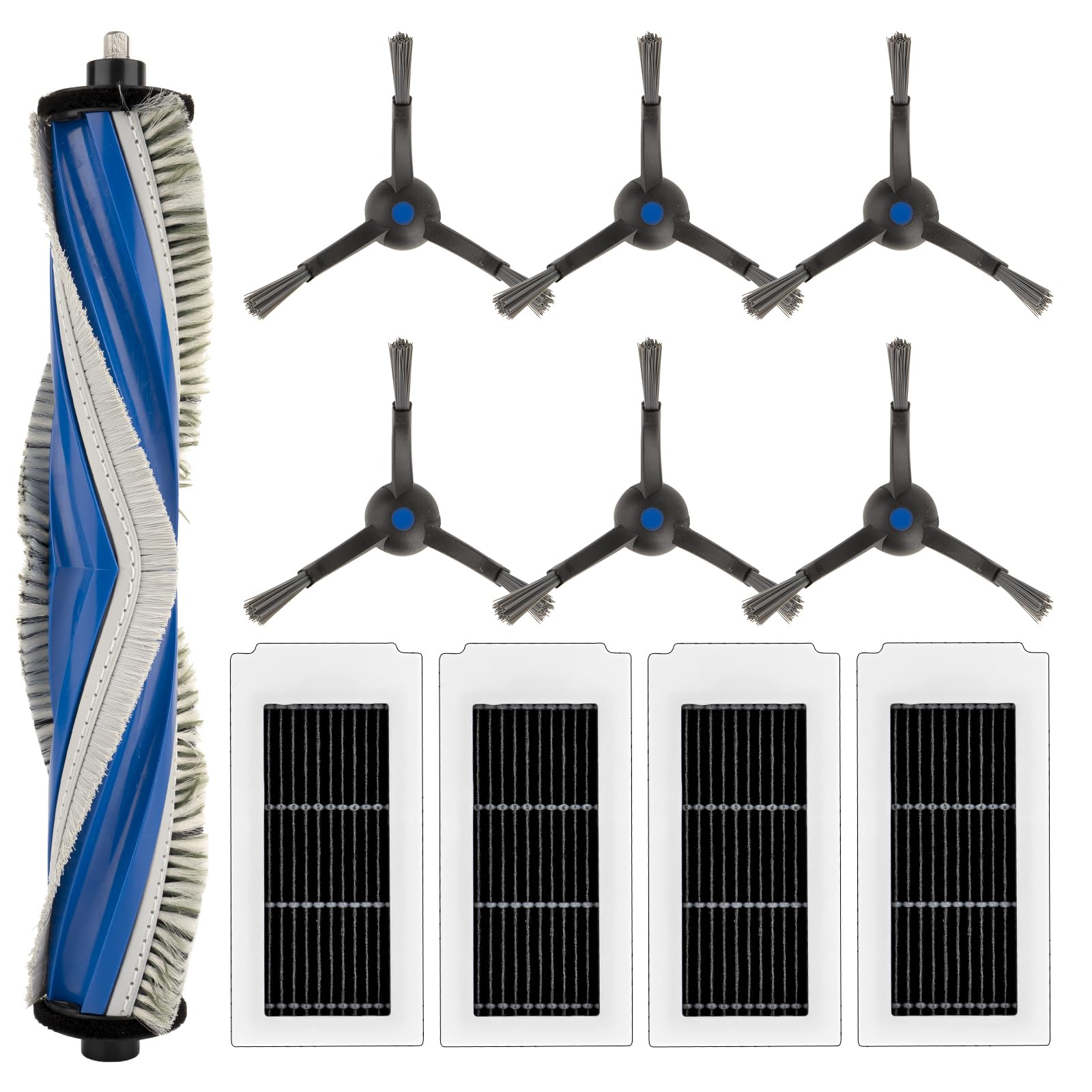 (11 Pack) X5 Pro Omni Replacement Parts Compatible with ECOVACS DEEBOT X5 Omni, X5 Pro Omni Robot Vacuum, Accessories Kit, 1 Roller Brush, 4 HEPA Filters, 6 Side Brushes, Vacuum Attachments 11 Pieces