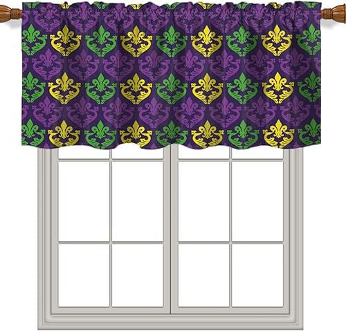 Fanjanmey Cortinas con cenefa temática de Mardi Gras patrón de moda cortinas opacas para dormitorio cortinas con bolsillo para barra para sala de