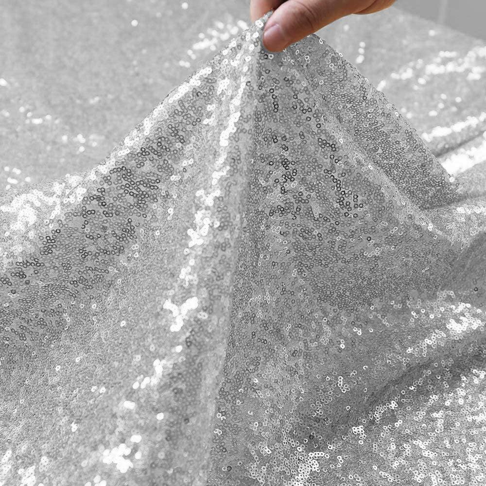 JYFLZQ Silver Sequin Table Runner 12"x72" Pack of 10 Glitter Sequin Fabric Table Linens - Sparkly Runners for Wedding & Birthday Party Decor