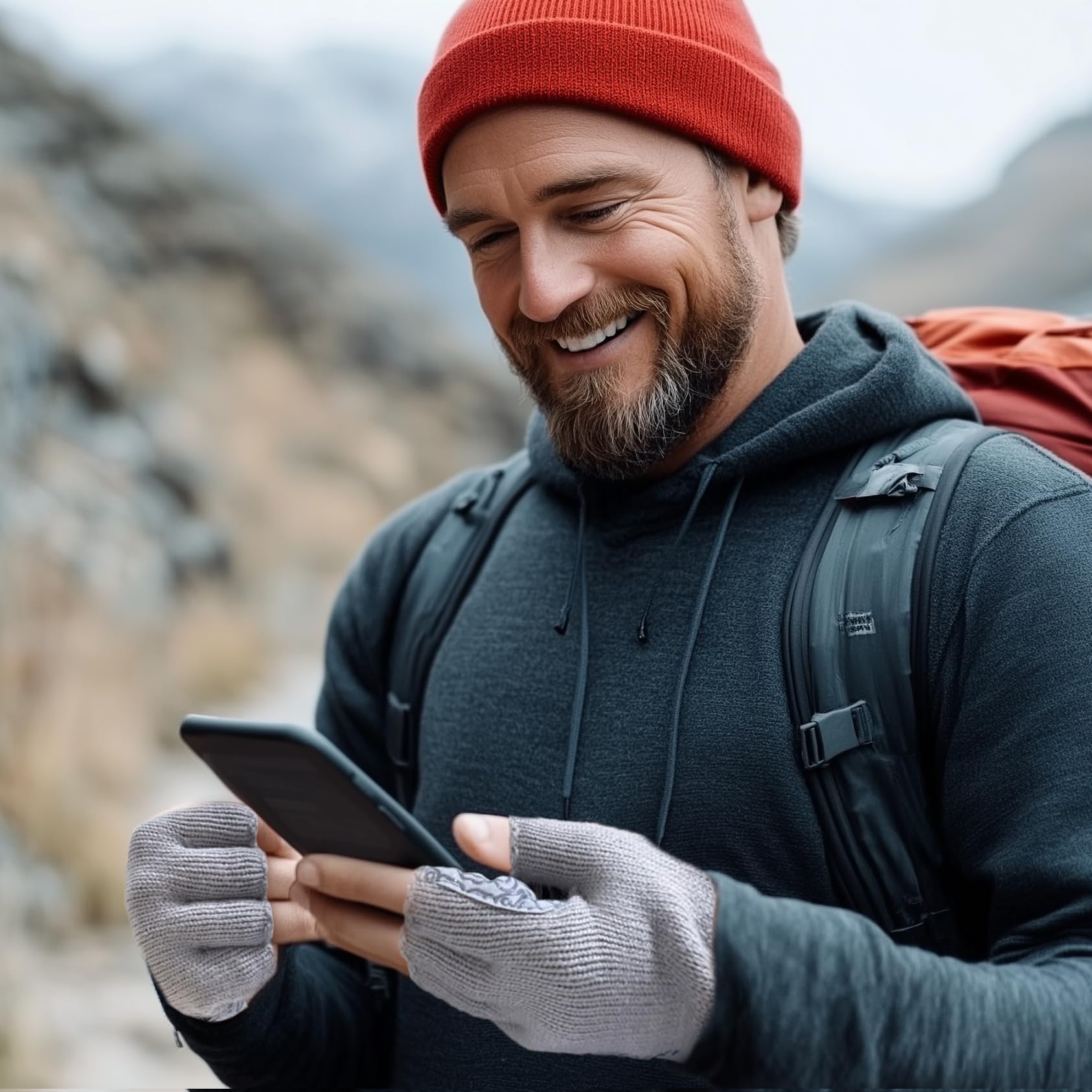 Jökulríki Guantes de lana merino sin dedos cálidos para hombres y mujeres, guantes de invierno para clima frío