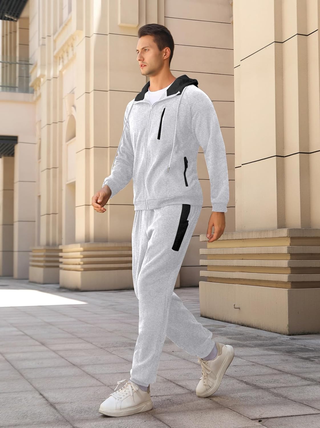 Sweatsuits for Men 2 Piece with Zipper Pockets Full Zip Hoodie Tracksuit Sets Jogging Sports Casual Sweat Suits - Image 4