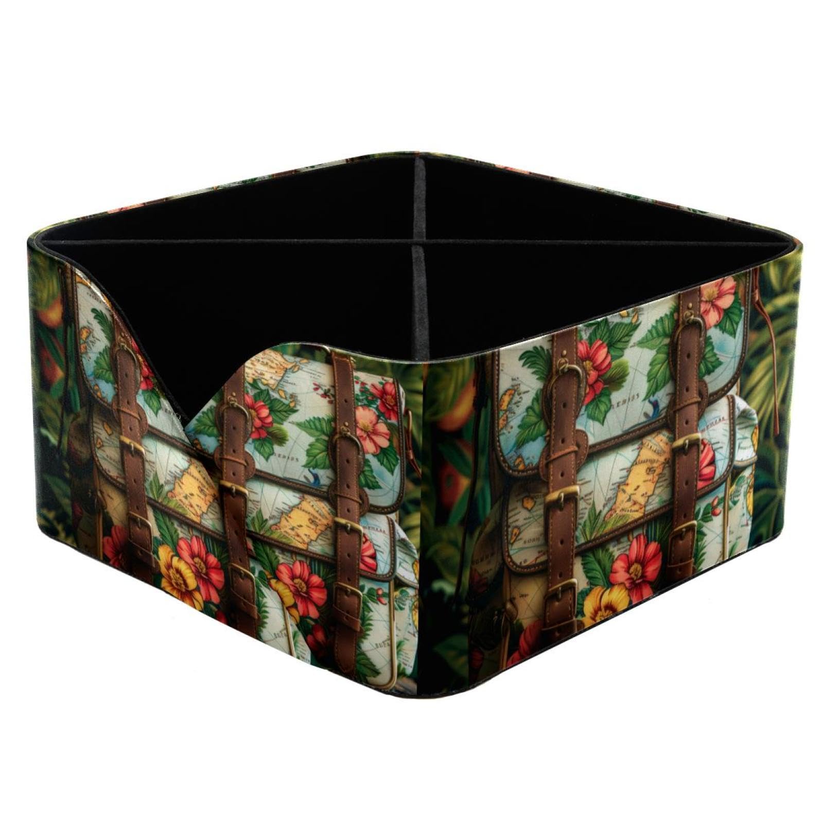 Boîte de rangement rectangulaire motif valise organisateur maquillage et outils étude