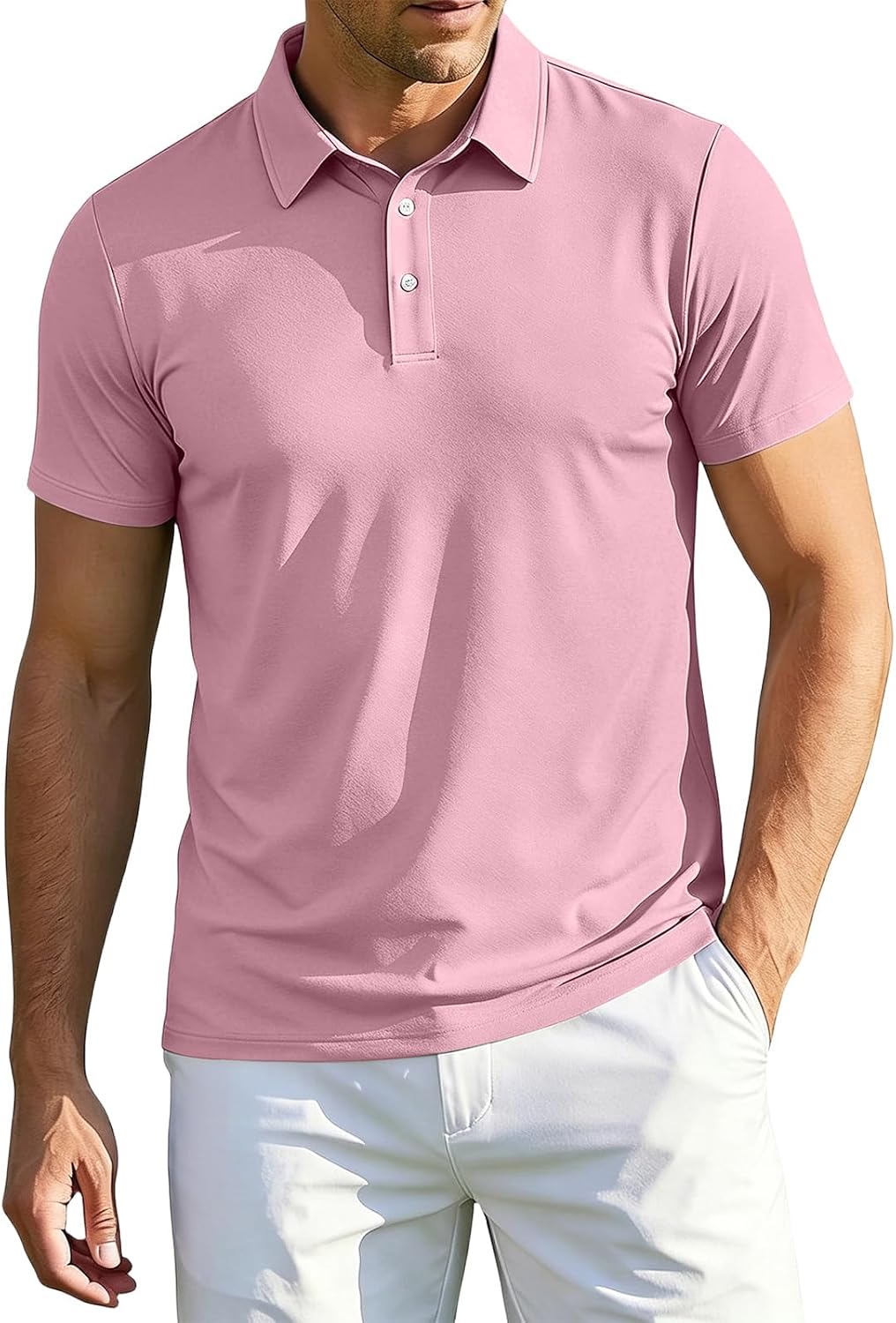 Ymosrh Men's Breeze Polo Shirts Short Sleeve Performance Stretch Quick Dry Summer Casual Vacation Golf Shirts, S-3XL