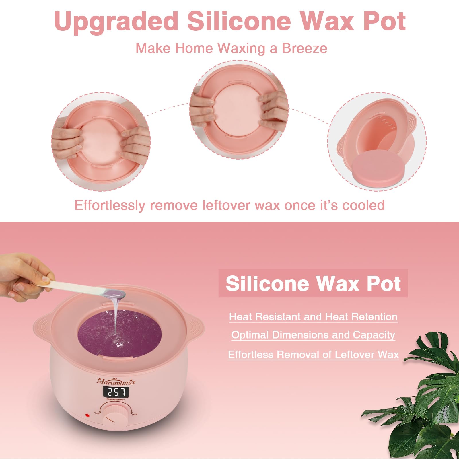 Kit per ceretta – Macchina scalda cera digitale per depilazione con 4 confezioni di perline di cera dura e vasetto in silicone per tutto il corpo, gambe, viso, sopracciglia, bikini, kit brasiliano a