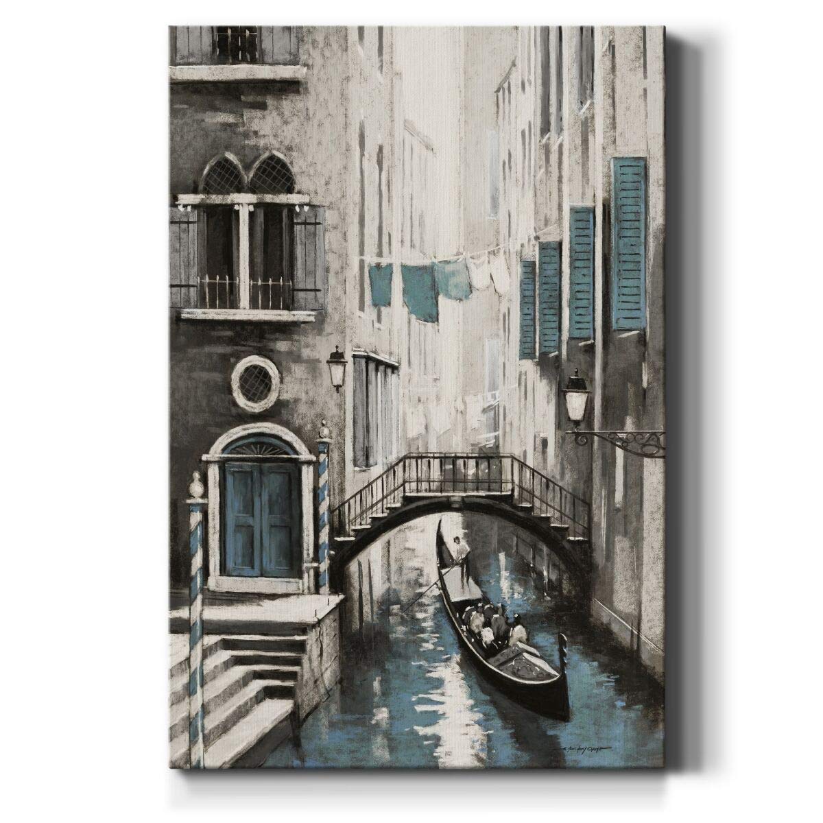 Renditions Gallery Canvas Architectural Artwork for Office Gandola Ride in Venice Water Streets Abstract Hanging Paintings for Bedroom Living Room