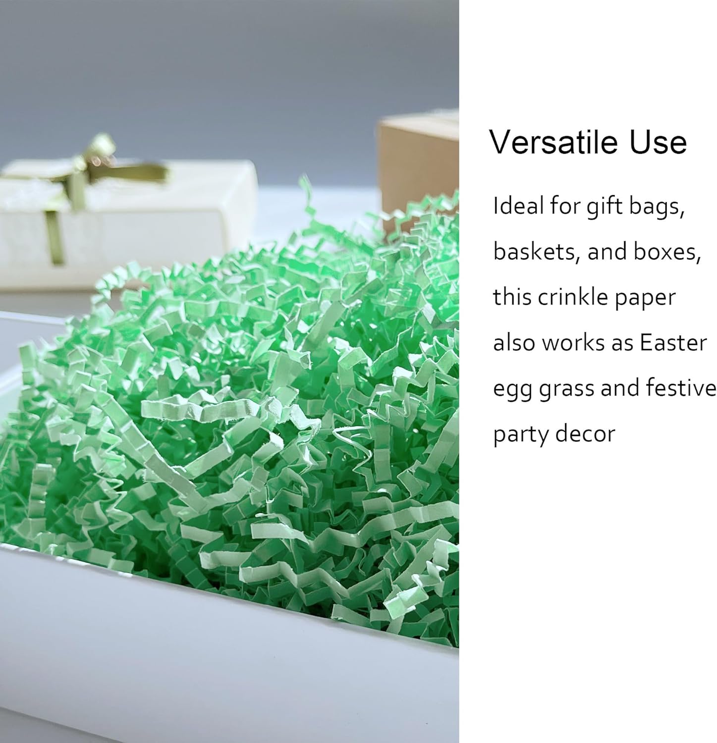 2 LB Light Green Crinkle Paper Filler Shredded Confetti Grass for Easter Baskets - Image 3