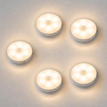 Amber LED Hareket Sens rl  Ledli Gece Lambas   arj Edilebilir, Ta nabilir 4000k G n  5 Adet [Enerji S n f  A+++]
