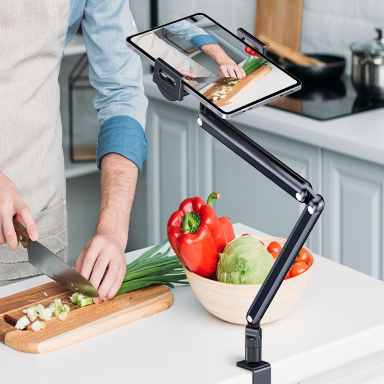 Soporte flexible para tabletas de escritorio con rótula para cocinar oficinas y videollamadas de hasta 33.0 cm
