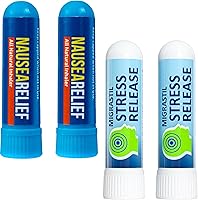 Basic Vigor Nausea Relief & Stress Release Inhaler Bundle (4-Pack) - Natural Aromatherapy for Motion Sickness & Calm, Made in USA