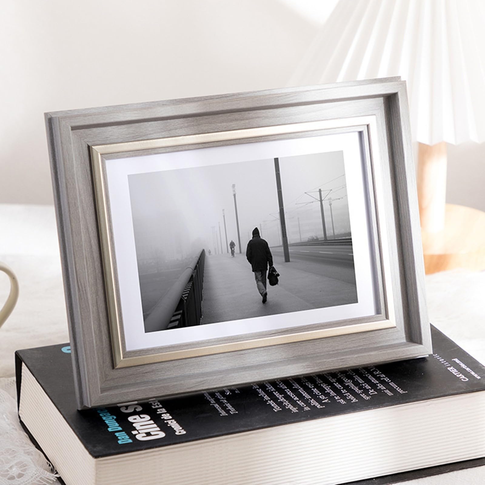 Simple Picture Frame 3x5, MDF & Acrylic Photo Frames Small Silver Grey Table Top Display Horizontal & Vertical Frames Living Room