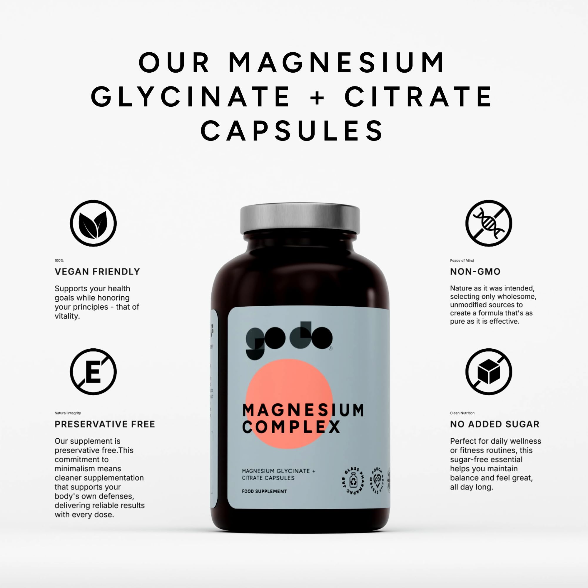 Complejo de magnesio, glicinato y citrato, cápsulas de alta absorción para dormir y apoyo muscular (365 cápsulas)