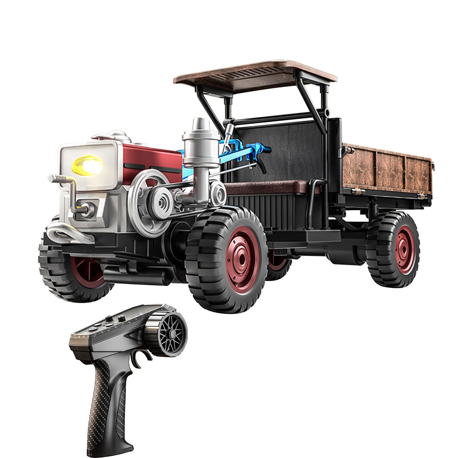 Domary Trattore Telecomandato Completamente Proporzionale con Funzione di Spruzzatura per gli Appassionati di Agricoltura (Blu)