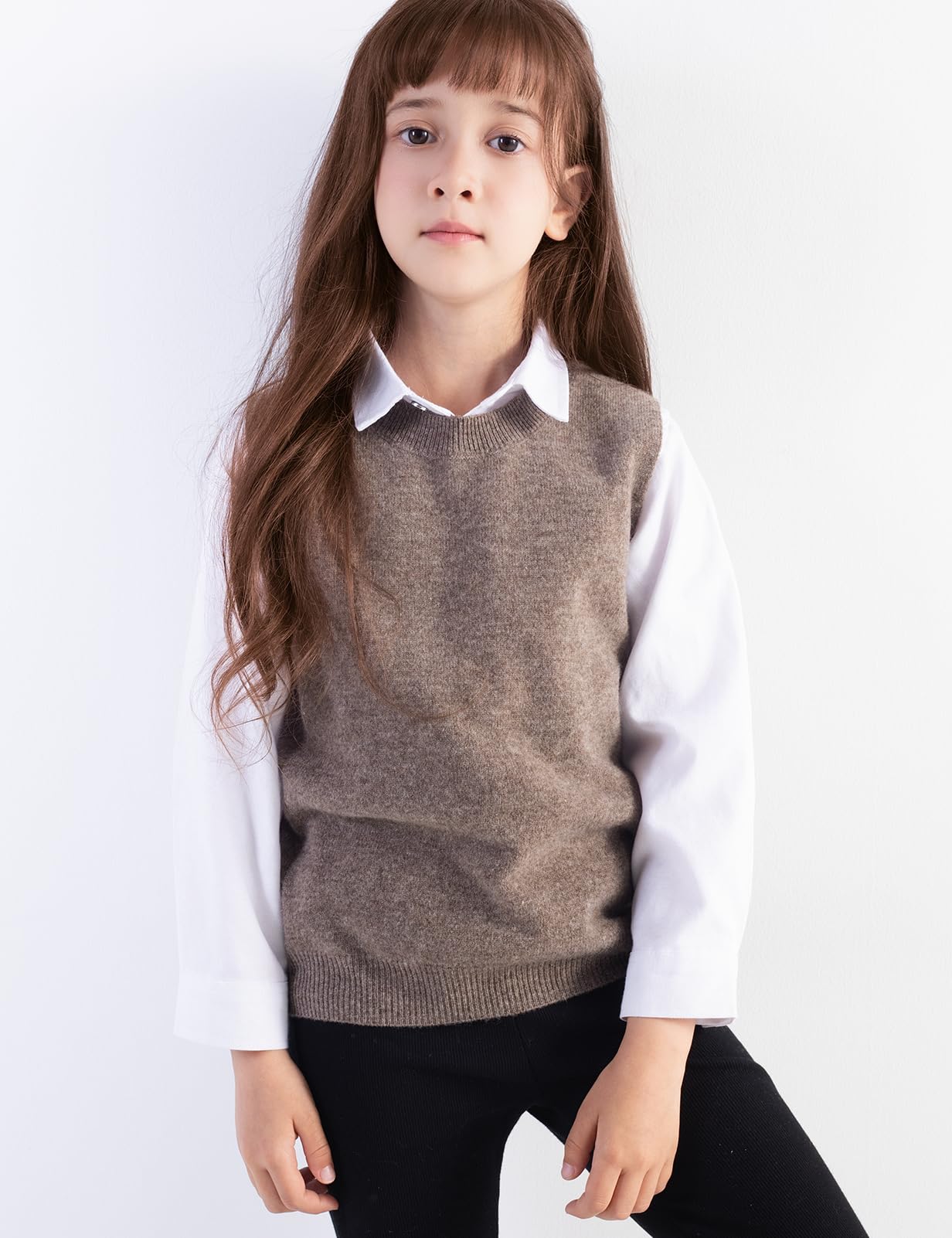 Chanyarn Jungen 100% Merinowolle Pullunder 2025 Herbst Winter Mädchen Lässig Rundhalsausschnitt ärmellos Strickpullover