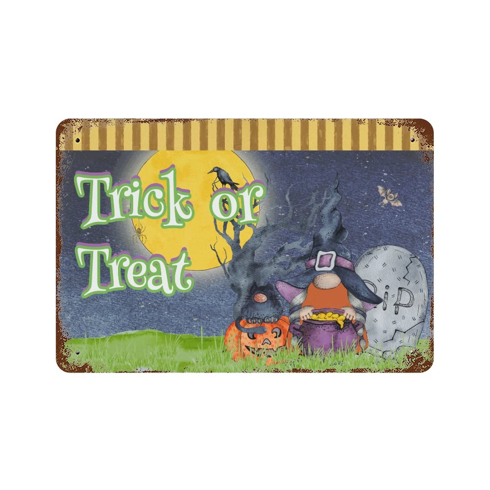 Panneau aluminium nain d'Halloween 30x45 cm pour déco festive