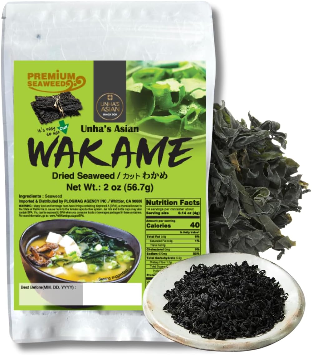 Korean Premium Wakame Dried Seaweeds Flake 2 oz - 100% Natural from Ocean Cooking for Miso Soup, Salad, Sea Vegetable Product of Korea