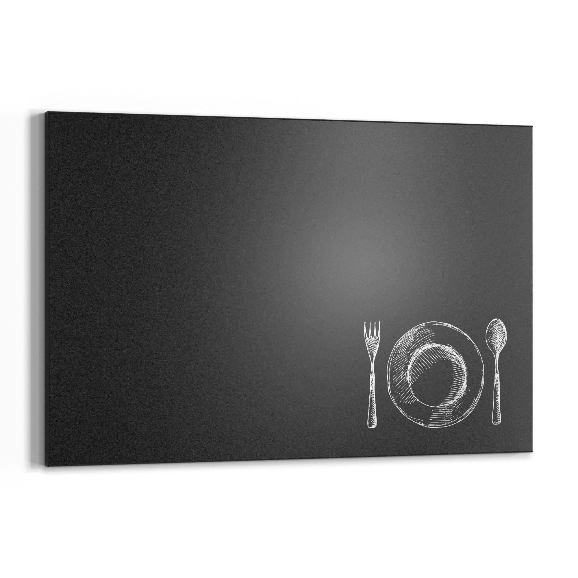 DEQORI Magnetische Kreidetafel mit UV-Druck | Motiv Tisch ist gedeckt | Design rechteckig 60x40 cm | Kreide Metalltafel beschreibbar – Wanddeko für Küche, Flur, Kinderzimmer & Büro