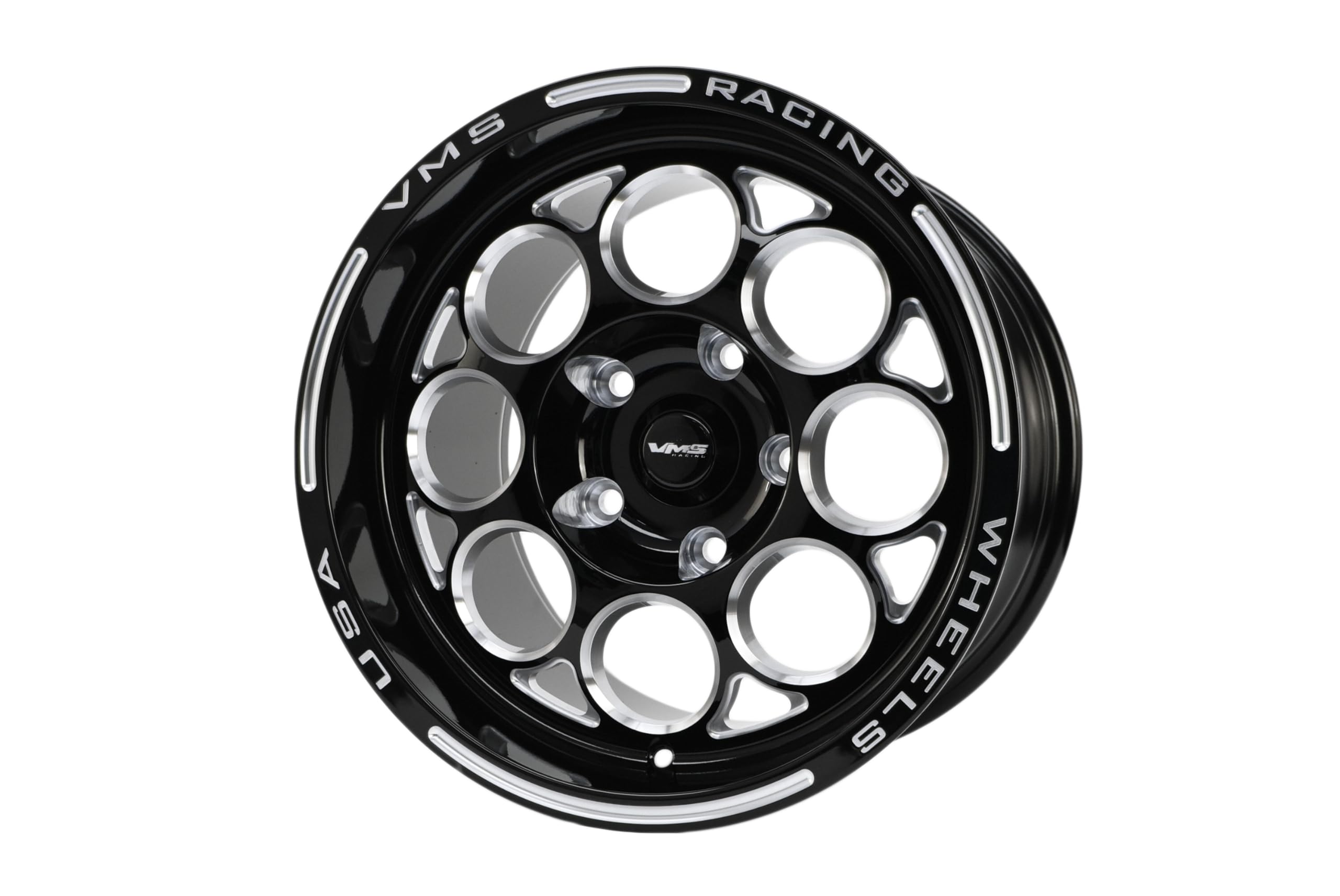 VWMO017 VMS Racing Wheel Modulo 15X10 5X114.3 50 ET 73.1 CB Black Milling Finish 7.5" backspacing