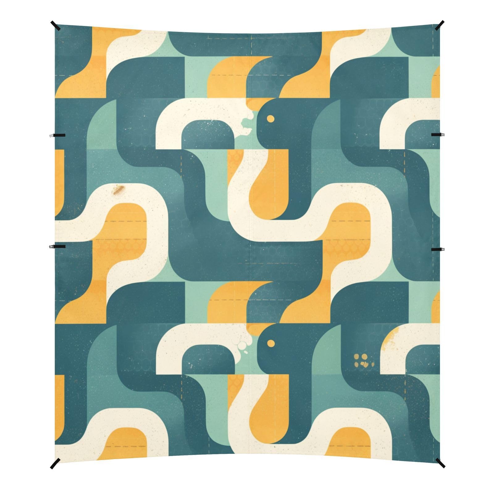 Snake Print Style Slateblue Beach Cabana Tent UPF50+ Protection Easy Setup Large Sun Shelter with Sandbags & Sand Shovel for Backyard, Grassland, Park