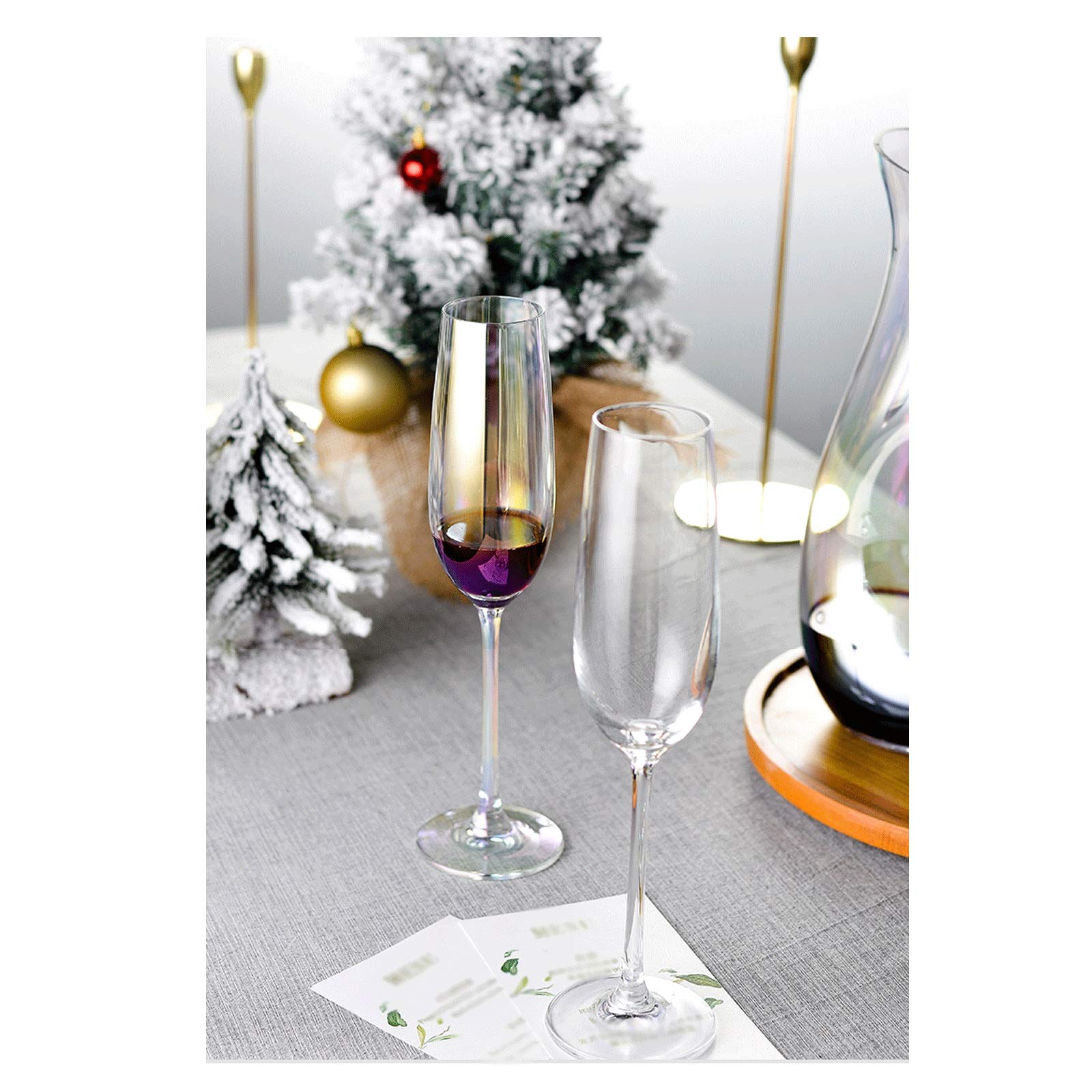 Bicchieri da Champagne Arcobaleno Cristallo Rosso Vino Vetro colorato Vetro Champagne Occhiali Luce Luxury Goblet 6 Pack, Ideale for Bar a casa, Occasioni Speciali. Flute da Champagne