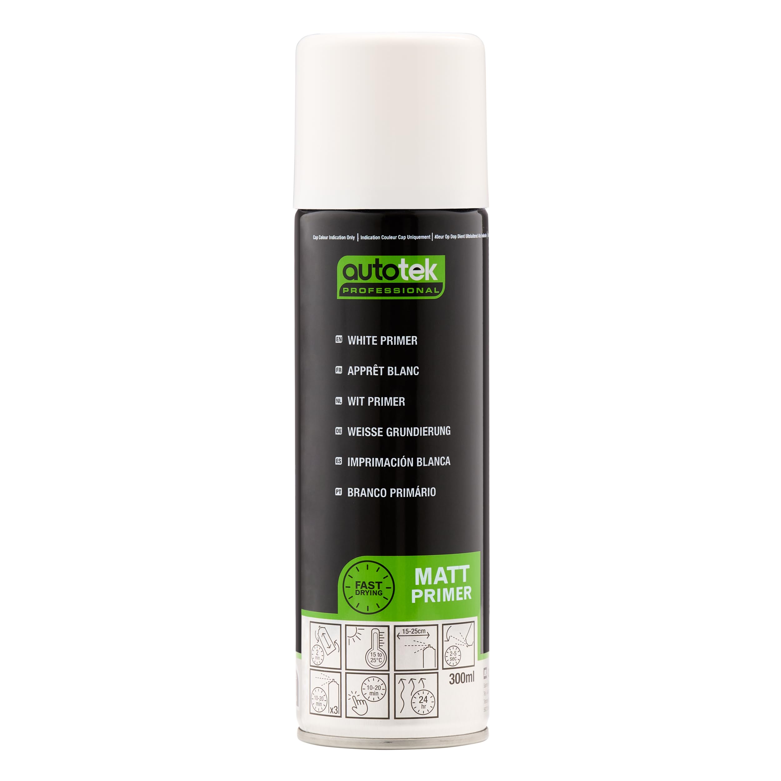 Autotek Quick Drying High Coverage Aerosol Spray Paint White Primer 300ml