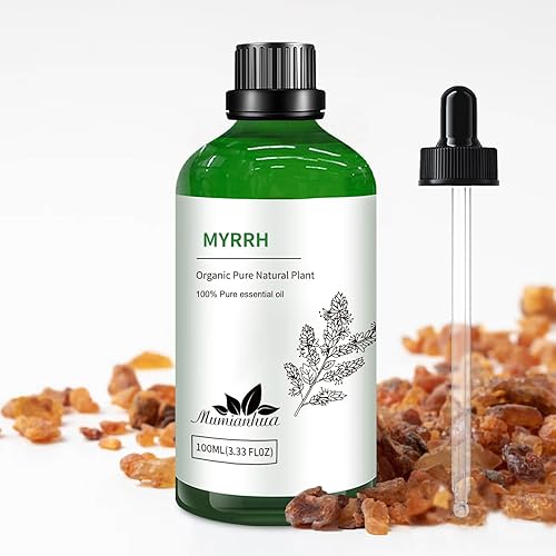 Aceite esencial de mirra Mumianhua Pure Myrrh Oil 3.4 fl oz sin diluir Mirra Aceite esencial de aromaterapia para piel, cabello, masaje, difusor,