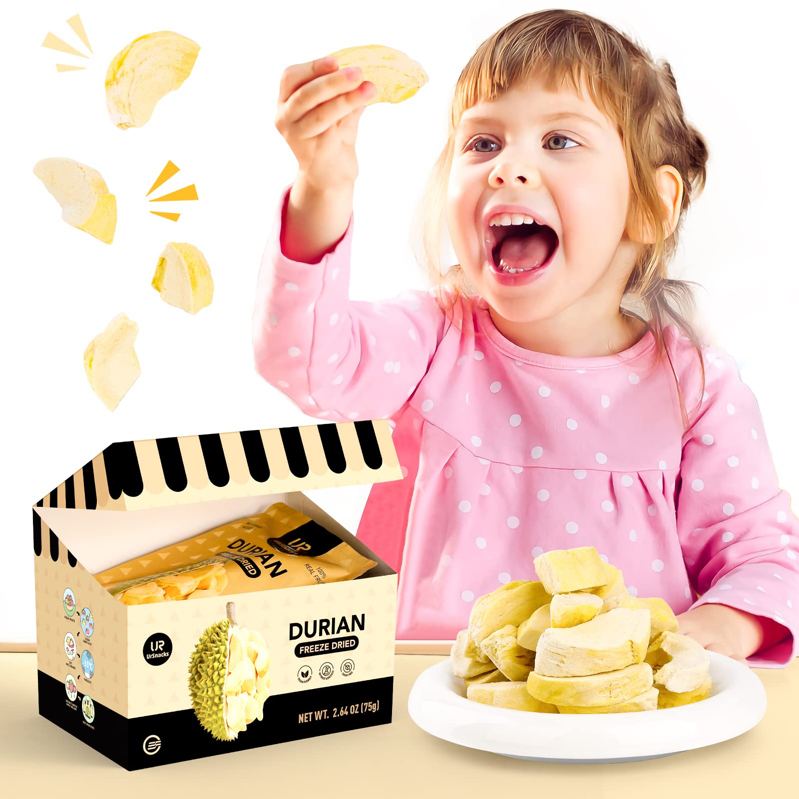 Buy Ursnacks Freeze Dried Durian 15g / 1 package y and Pure Natural No Addition Fruit Chips