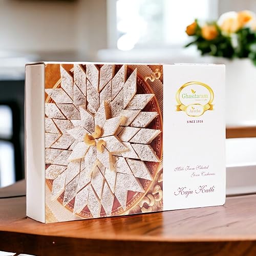 Ghasitaram Gifts Diwali Gifts Pure Kaju Katlis Box, 7.05 oz