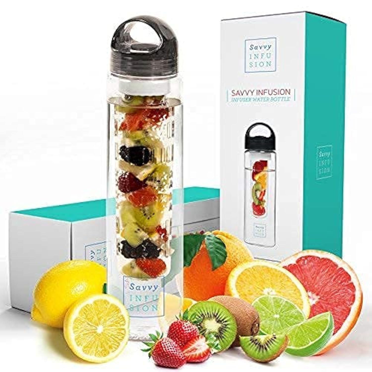 Infusion Fruit Infuser Water Bottle - BPA Free Insulated Water Bottle, Reusable Water Bottle with Fruit Infuser, Easy-to-Clean Gym Accessories for Women, Sports Water Bottle, Savvy Outdoors