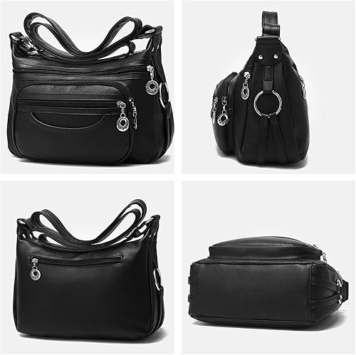 Miniatura 4 de NOTAG Bolsos cruzados de cuero para mujer, bolsos de hombro con múltiples bolsillos, bolsos de viaje grandes