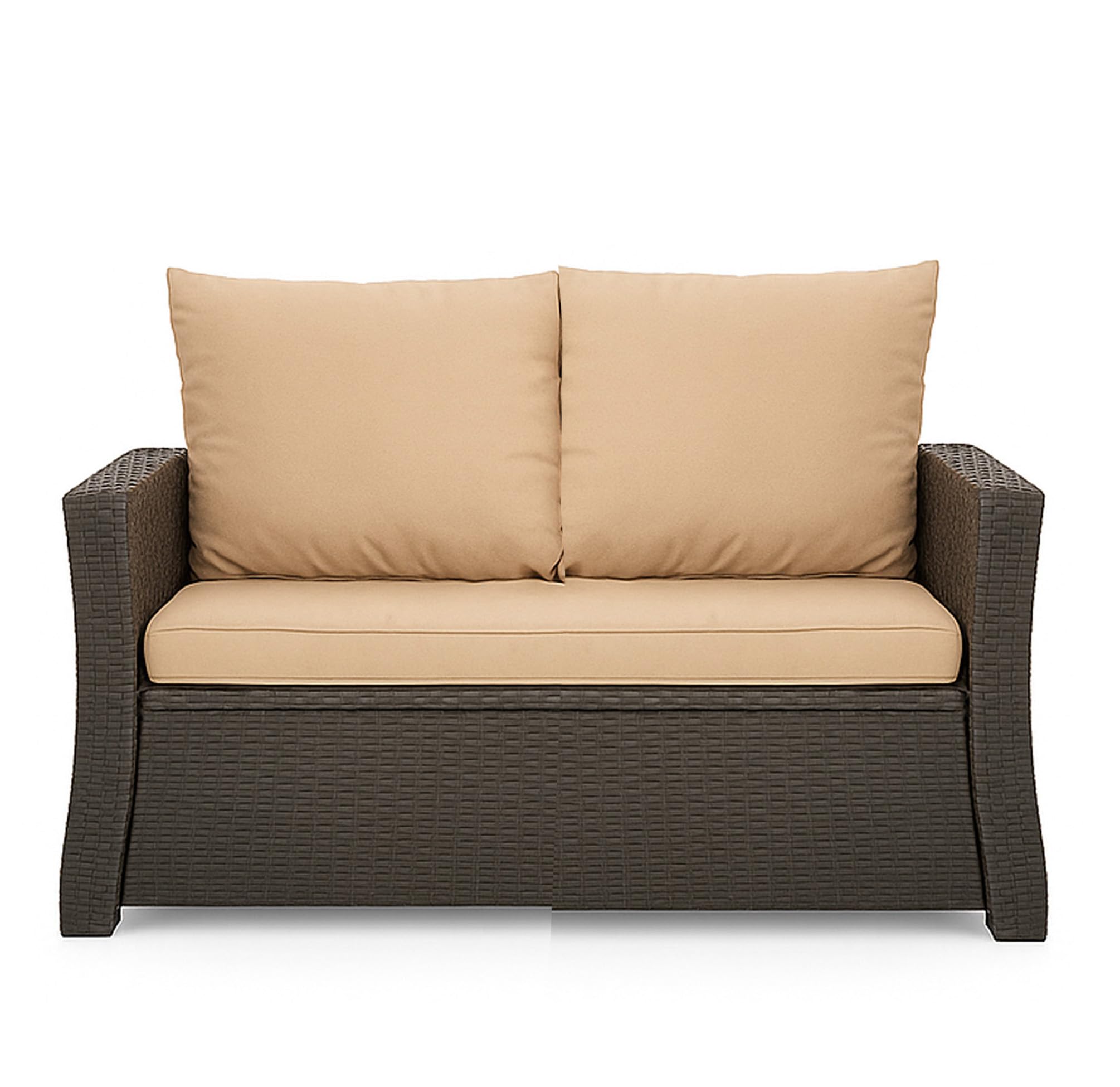 Cuscino per panchina da esterno per panca da giardino con imbottitura in polirattan - Cuscino per panca per dondolo in rattan (Beige, 110x60x50cm)
